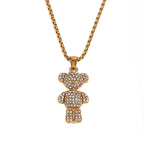 18k gold plated stainless steel bear chain necklace 